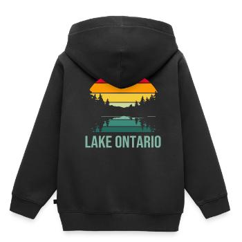 Grands Lacs - Sweat Premium à capuche enfant bio - noir - Dos - AI Model Kid Male (0cm)