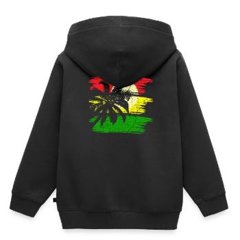 Jamaïque Reggae Rastafari - Sweat Premium à capuche enfant bio - noir - Dos - AI Model Kid Male (0cm)