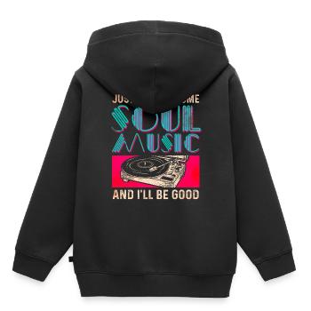 Musique Soul - Sweat Premium à capuche enfant bio - noir - Dos - AI Model Kid Male (0cm)