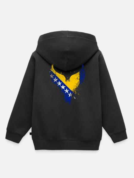 Bosnien Flagge - Premium børne hættetrøje økologisk - sort