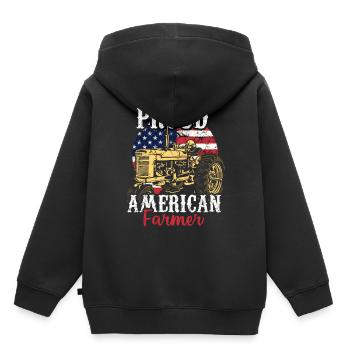 Stolzer Amerikanischer Landwirt - Kinder Premium Organic Hoodie - Schwarz - Hinten - AI Model Kid Male (0cm)