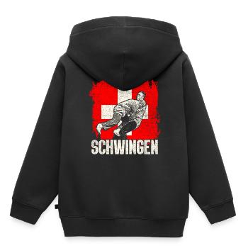Schwingen Schweiz Sport - Kinder Premium Organic Hoodie - Schwarz - Hinten - AI Model Kid Male (0cm)