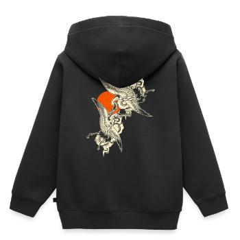 Grues - Art japonais - Sweat Premium à capuche enfant bio - noir - Dos - AI Model Kid Male (0cm)