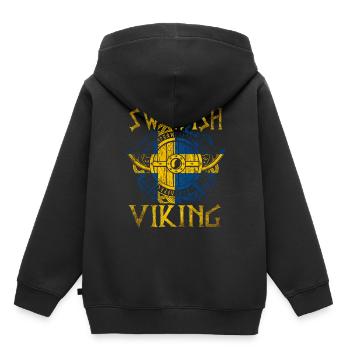 Viking suédois - Sweat Premium à capuche enfant bio - noir - Dos - AI Model Kid Male (0cm)