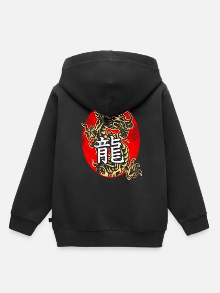 Drache mit chinesischen Schriftzeichen - Kinder Premium Organic Hoodie - Schwarz