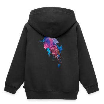 Qualle - Kinder Premium Organic Hoodie - Schwarz - Hinten - AI Model Kid Male (0cm)