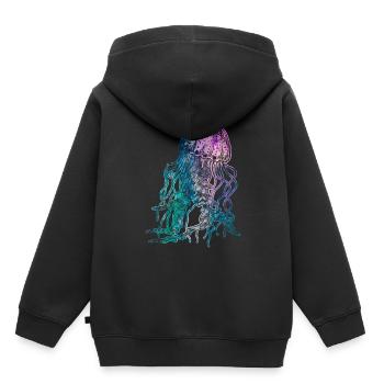 Qualle - Kinder Premium Organic Hoodie - Schwarz - Hinten - AI Model Kid Male (0cm)