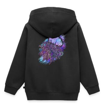 Qualle - Kinder Premium Organic Hoodie - Schwarz - Hinten - AI Model Kid Male (0cm)