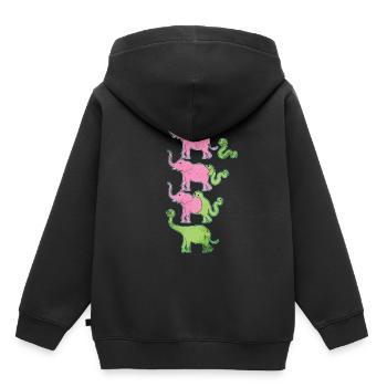 Drôle d’origine des dinosaures - Sweat Premium à capuche enfant bio - noir - Dos - AI Model Kid Male (0cm)