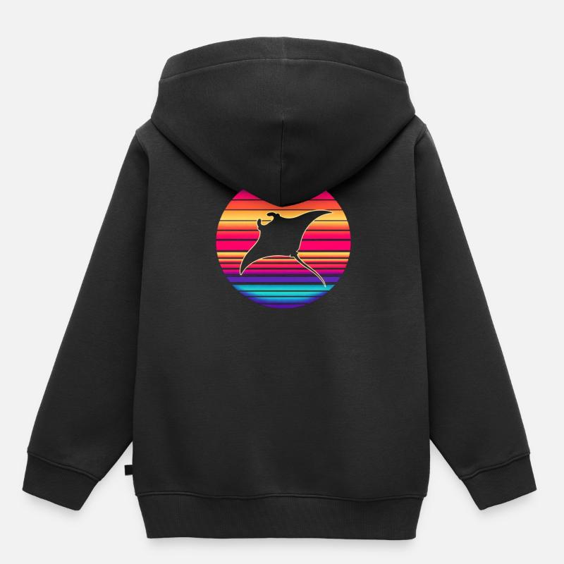 Raie manta - Sweat Premium à capuche enfant bio - noir