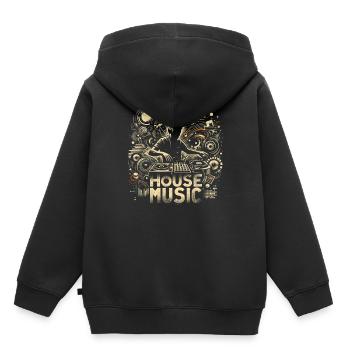 Musique house - Sweat Premium à capuche enfant bio - noir - Dos - AI Model Kid Male (0cm)