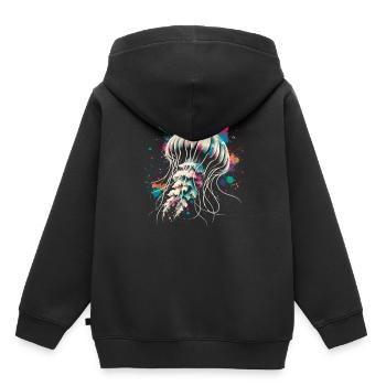 Qualle - Kinder Premium Organic Hoodie - Schwarz - Hinten - AI Model Kid Male (0cm)