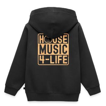 Musique house - Sweat Premium à capuche enfant bio - noir - Dos - AI Model Kid Male (0cm)
