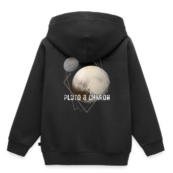 Pluton et Charon - Sweat Premium à capuche enfant bio - noir - Dos - AI Model Kid Male (0cm)