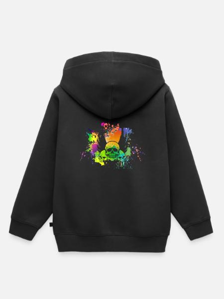Totenkopf mit Farbfleck - Kinder Premium Organic Hoodie - Schwarz