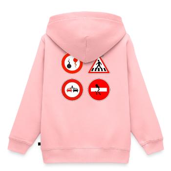 Panneaux Routiers - Sweat Premium à capuche enfant bio - rose - Dos - AI Model Kid Female (0cm)