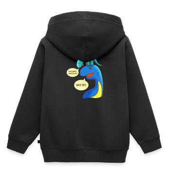 Papa athée Existe-t-il Dieu? Pas encore des dinosaures - Sweat Premium à capuche enfant bio - noir - Dos - AI Model Kid Male (0cm)