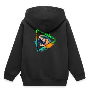Papagei Parrot Vogel Bird Watercolor Wasserfarben - Kinder Premium Organic Hoodie - Schwarz - Hinten - AI Model Kid Male (0cm)