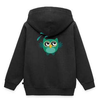 Suesse Eule - Kinder Premium Organic Hoodie - Schwarz - Hinten - AI Model Kid Male (0cm)