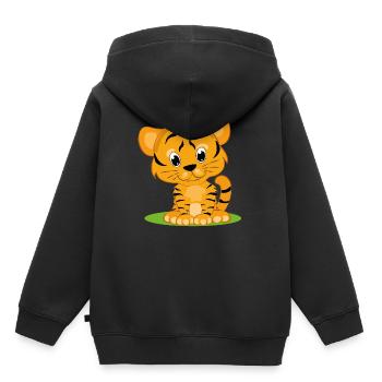 Doux bébé tigre - Sweat Premium à capuche enfant bio - noir - Dos - AI Model Kid Male (0cm)