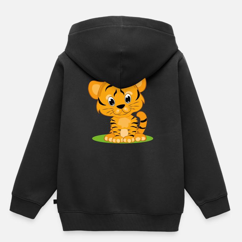 Doux bébé tigre - Sweat Premium à capuche enfant bio - noir