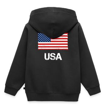 United States - Kids Premium Organic Hoodie - black - Back - AI Model Kid Male (0cm)