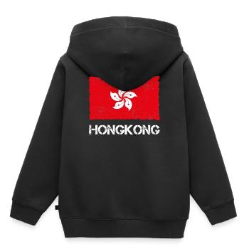 Hongkong - Kinder Premium Organic Hoodie - Schwarz - Hinten - AI Model Kid Male (0cm)