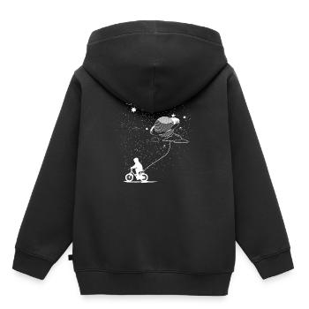 Faire du vélo avec une planète - Sweat Premium à capuche enfant bio - noir - Dos - AI Model Kid Male (0cm)