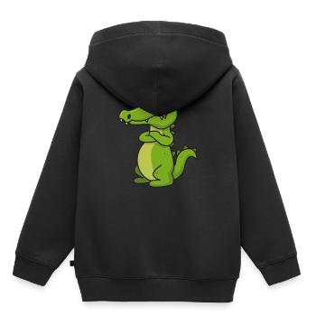 Krokodil Comic Geschenk Kroko Kind Echse Tier Nil - Kinder Premium Organic Hoodie - Schwarz - Hinten - AI Model Kid Male (0cm)