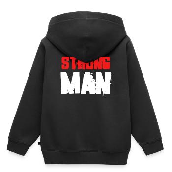 Strong Man Power Lifting Fitness Geschenke - Kinder Premium Organic Hoodie - Schwarz - Hinten - AI Model Kid Male (0cm)