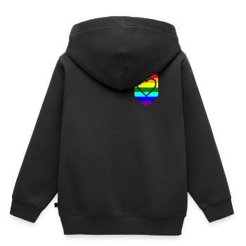 Coeur de poche poitrine LGTB Pride Gay - Sweat Premium à capuche enfant bio - noir - Dos - AI Model Kid Male (0cm)