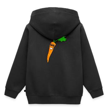 Möhre lachend - Kinder Premium Organic Hoodie - Schwarz - Hinten - AI Model Kid Male (0cm)