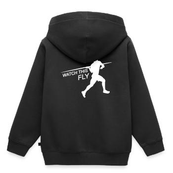 Lass den Speer fliegen - Kinder Premium Organic Hoodie - Schwarz - Hinten - AI Model Kid Male (0cm)