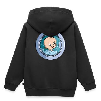 Ich bin ein Junge - Waschmaschine - Kinder Premium Organic Hoodie - Schwarz - Hinten - AI Model Kid Male (0cm)