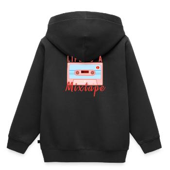 La vie est une mixtape La vie est une cartouche de mixage - Sweat Premium à capuche enfant bio - noir - Dos - AI Model Kid Male (0cm)