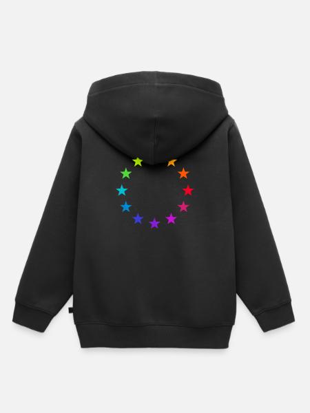 Europa EU Farbige Bunte Sterne Regenbogen Zeichen - Kinder Premium Organic Hoodie - Schwarz