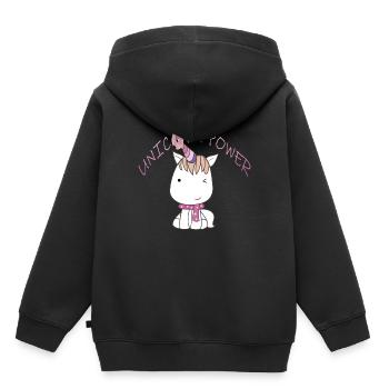 Puissance de la licorne - Sweat Premium à capuche enfant bio - noir - Dos - AI Model Kid Male (0cm)