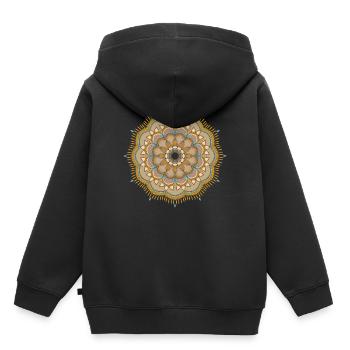 Mandala Mandelbrot - Sweat Premium à capuche enfant bio - noir - Dos - AI Model Kid Male (0cm)