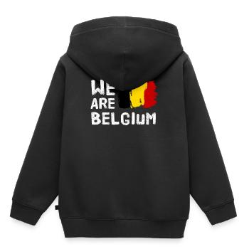 Belgique belge drapeau slogan de dessin animé cadeau - Sweat Premium à capuche enfant bio - noir - Dos - AI Model Kid Male (0cm)
