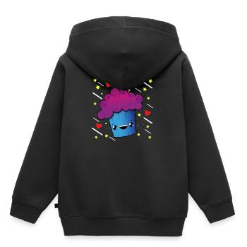 Cartoon Muffin Herz und Sterne T Shirt - Kinder Premium Organic Hoodie - Schwarz - Hinten - AI Model Kid Male (0cm)