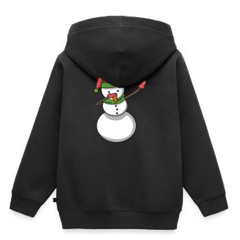 Bonhomme de neige tamponnant hip-hop cadeau de Noël - Sweat Premium à capuche enfant bio - noir - Dos - AI Model Kid Male (0cm)