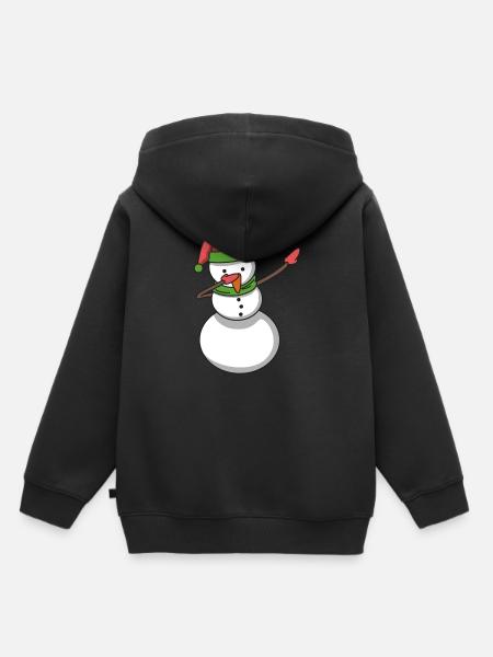 Snowman dabbing hip hop gift Christmas - Kids Premium Organic Hoodie - black