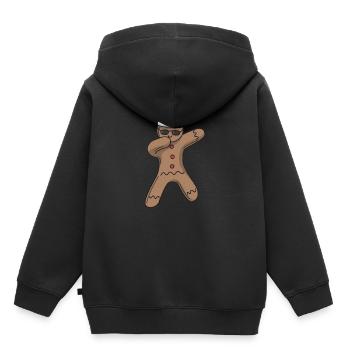Gingerbread man dabbing cadeau de Noël - Sweat Premium à capuche enfant bio - noir - Dos - AI Model Kid Male (0cm)