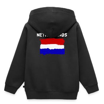 Bannière de dessin animé de drapeau néerlandais néerlandais - Sweat Premium à capuche enfant bio - noir - Dos - AI Model Kid Male (0cm)