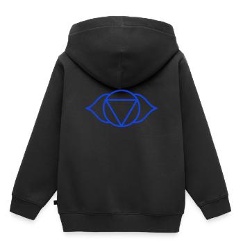 brow chakra - Sweat Premium à capuche enfant bio - noir - Dos - AI Model Kid Male (0cm)