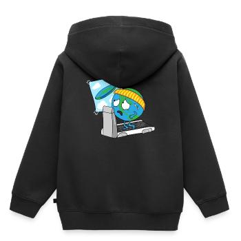 terre rond disque disque de terre globe terrestre planète - Sweat Premium à capuche enfant bio - noir - Dos - AI Model Kid Male (0cm)