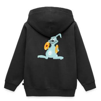 Hase häschen musik becken kinder geschenkidee - Kinder Premium Organic Hoodie - Schwarz - Hinten - AI Model Kid Male (0cm)