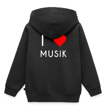 I LOVE MUSIK MUSIC Motiv - Kinder Premium Organic Hoodie - Schwarz - Hinten - AI Model Kid Male (0cm)