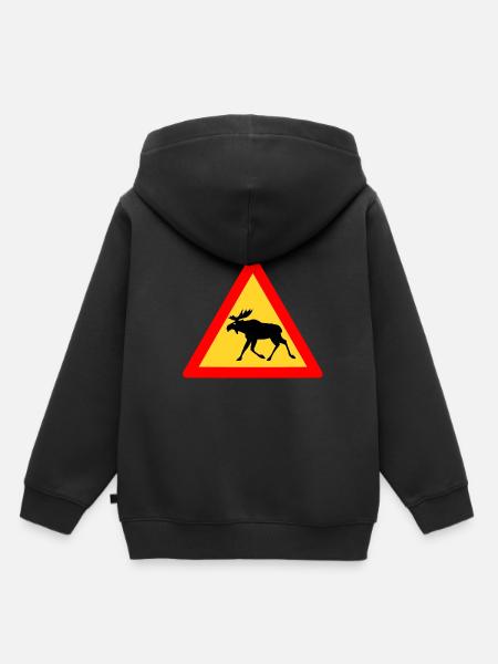 Grumpy Elch - Kinder Premium Organic Hoodie - Schwarz