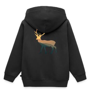 cerf - Sweat Premium à capuche enfant bio - noir - Dos - AI Model Kid Male (0cm)
